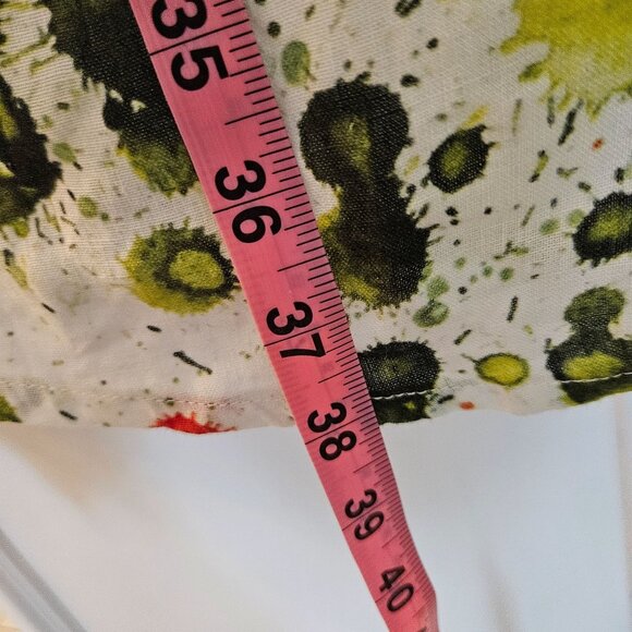 Grizas Green Splash Linen Sleeveless Dress XL Asymmetrical Hem Midi Lagenlook - Picture 8 of 9